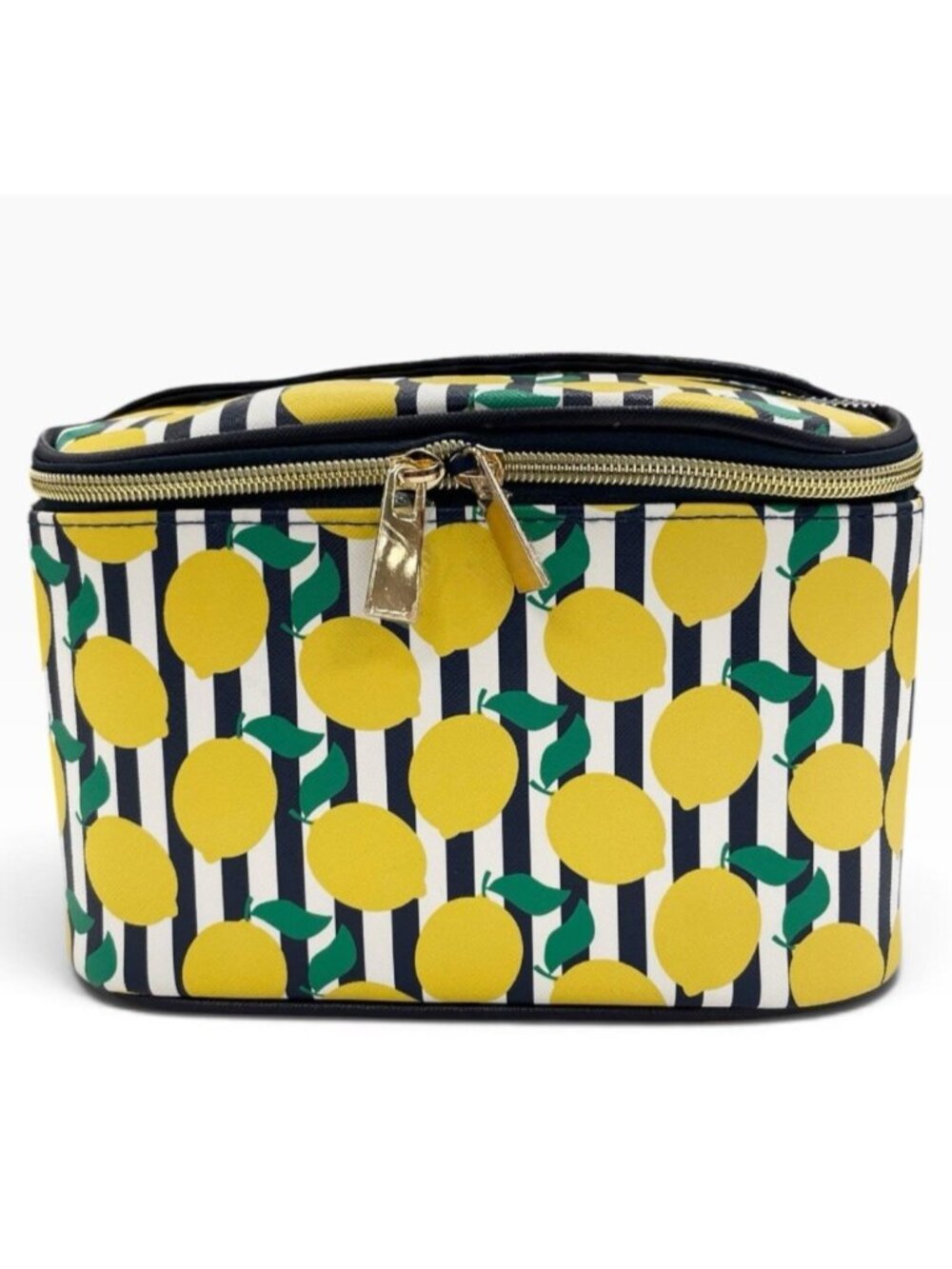 Large Lemons Cosmetic Bag Makeup Case Travel Carry Handle Clementine & Jane NWT